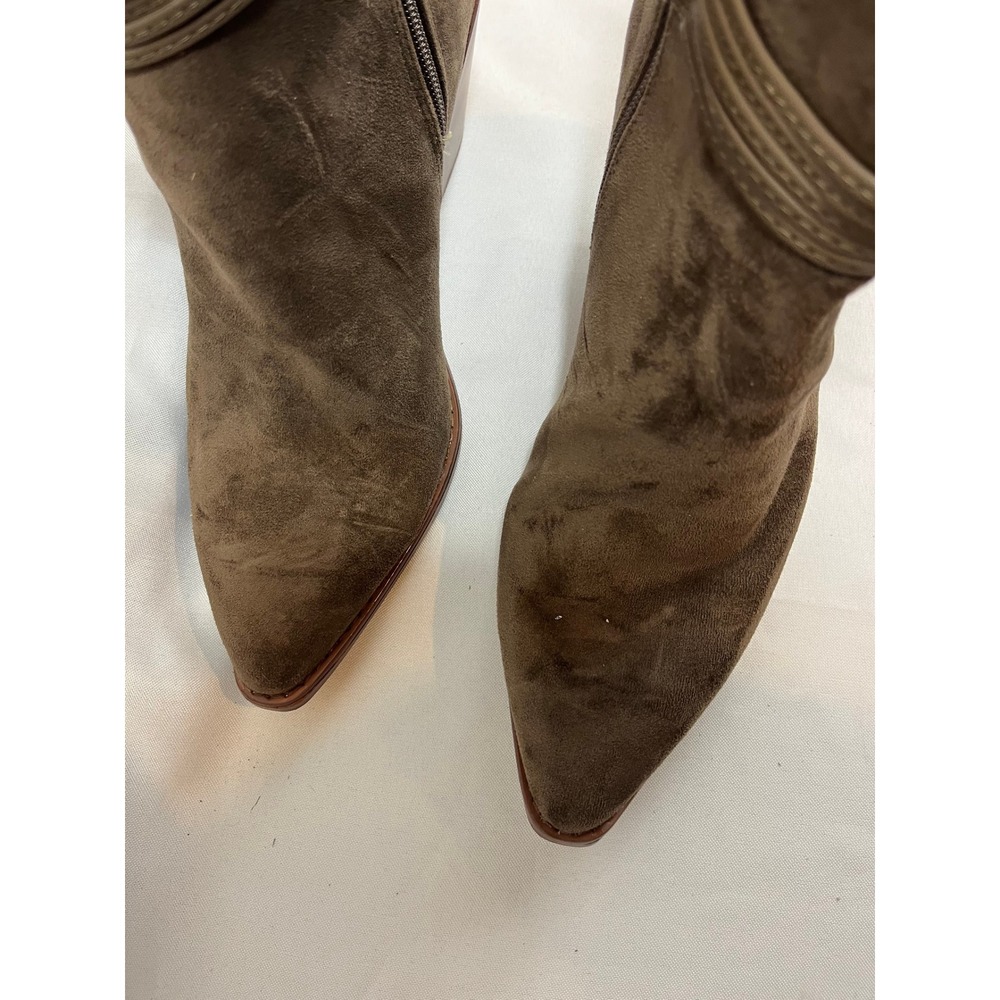 Universal Thread Women Tall Faux Suede Boots Brown Gold Hardware Pointed Toe 8.5 - Picture 2 of 8